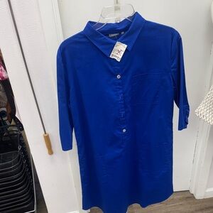 Amélline Royal Blue Long Sleeve Button Down Dress Size Medium